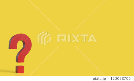 The RED Question mark on yellow Background 3d Rendering. 123058706