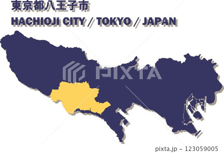日本地図-東京都-八王子市ベクターイラストマップ 123059005