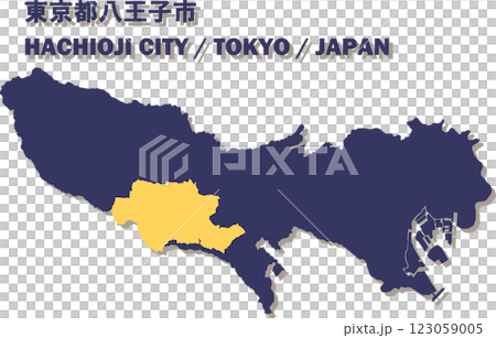 日本地図-東京都-八王子市ベクターイラストマップ 123059005