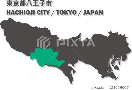日本地図-東京都-八王子市ベクターイラストマップ 123059007