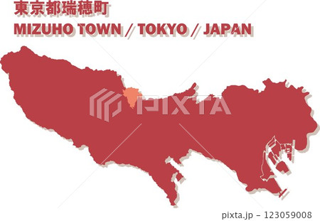 日本地図-東京都-瑞穂町ベクターイラストマップ 123059008