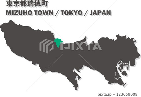 日本地図-東京都-瑞穂町ベクターイラストマップ 123059009