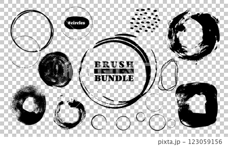 Hand-drawn Japanese-style texture strokes drawn with ink and brush barush bandle #3 123059156