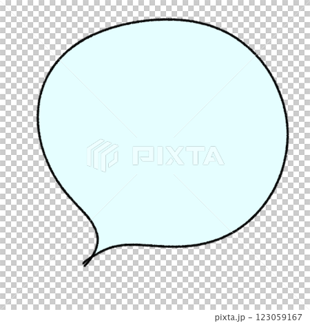 Simple hand-drawn speech bubble (black line) light blue 123059167