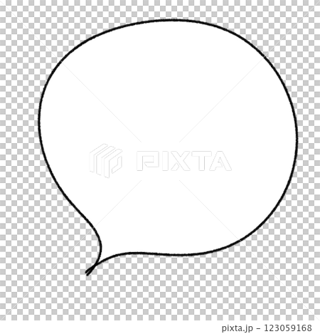 シンプルな手描きの吹き出し(白塗りつぶし)(黒線) 123059168