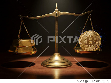 価値の保存、ゴールドと暗号資産(ビットコイン)との比較 価値の保存、ゴールドと暗号資産(ビットコイン)との比較 123059353