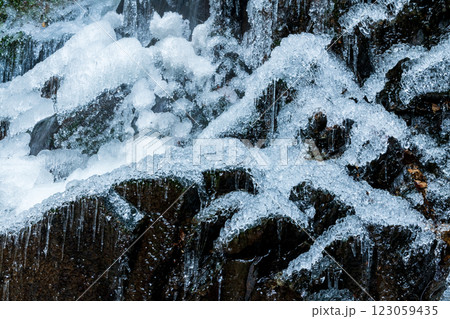 凍って止まった滝の流れ 123059435