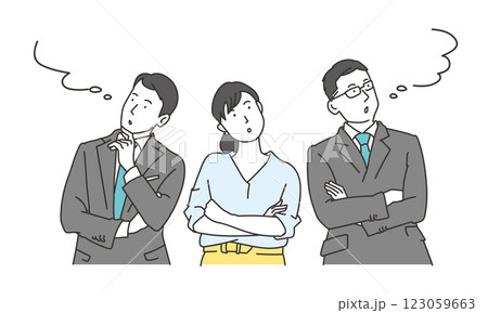 考える3人のビジネスパーソンのシンプルイラスト 考える3人のビジネスパーソンのシンプルイラスト 123059663