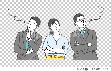 考える3人のビジネスパーソンのシンプルイラスト 考える3人のビジネスパーソンのシンプルイラスト 123059663