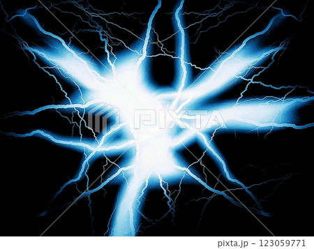 抽象的な青い稲妻の3dイラスト 抽象的な青い稲妻の3dイラスト 123059771