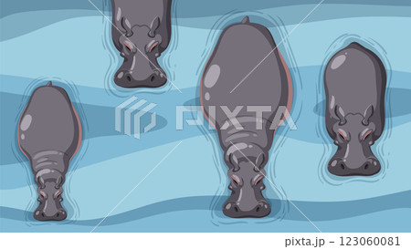 Hippos Relaxing in Calm Waters Hippos Relaxing in Calm Waters 123060081