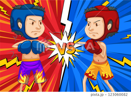 Boxing Match Showdown: Red vs Blue Boxing Match Showdown: Red vs Blue 123060082