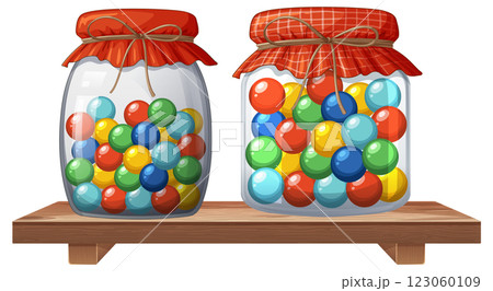 Colorful Marbles in Glass Jars Colorful Marbles in Glass Jars 123060109