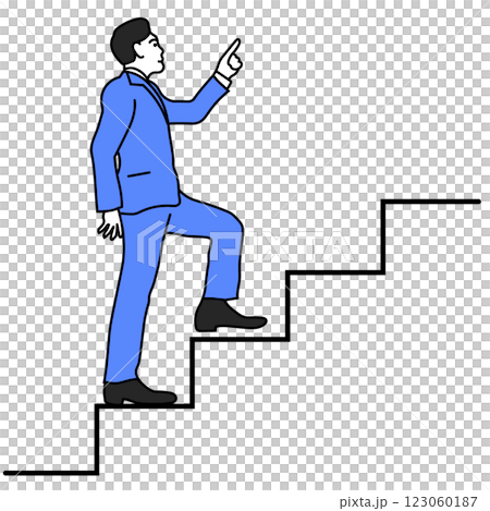 Illustration of a man pointing and climbing the stairs 123060187