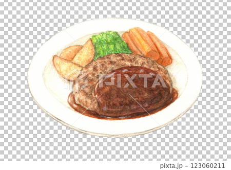 Hamburger steak hand-drawn watercolor 123060211