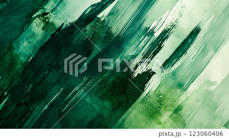 緑の水彩画、筆致 123060406
