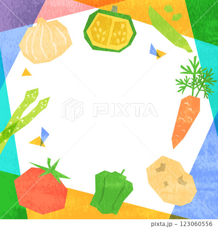 水彩タッチのカラフルな野菜のイラストの背景_1 123060556