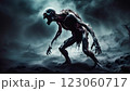 Scary screaming mutant attacking. Horror genre. Gloomy character from nightmare.  123060717