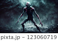Scary screaming mutant attacking. Horror genre. Gloomy character from nightmare.  123060719