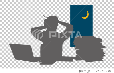 Silhouette of a business person who is busy with hard work 123060950
