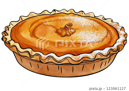 PNG An isolated pumpkin pie food illustration watercolor 123061127
