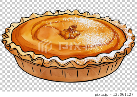 PNG An isolated pumpkin pie food illustration watercolor 123061127