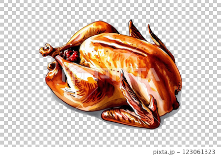 PNG An isolated Roast chicken food illustration watercolor 123061323