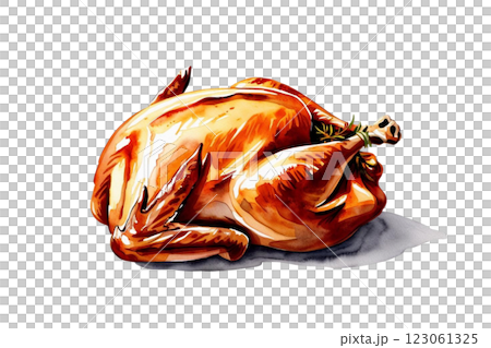 PNG An isolated Roast chicken food illustration watercolor PNG An isolated Roast chicken food illustration watercolor 123061325