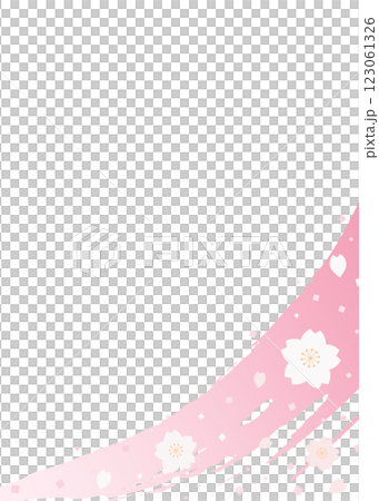 櫻花與筆觸、背景框、縱向 123061326