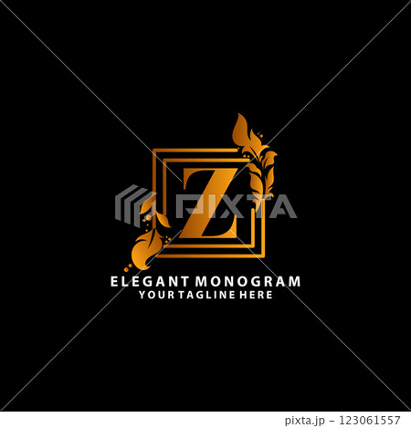elegant z luxury logo golden floral alphabet logo 123061557