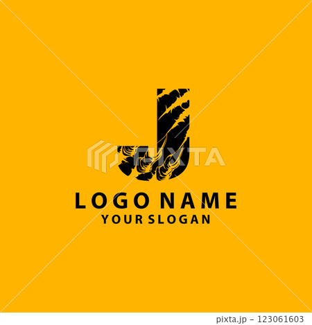 initial letter j with claw scratch logo design 123061603