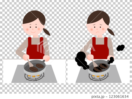料理を焦がしてしまった女性 123061634