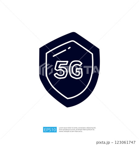 This image features a dark shield icon with the text "5G," symbolizing security and technology related to 5G networks. This image features a dark shield icon with the text "5G," symbolizing security and technology related to 5G networks. 123061747