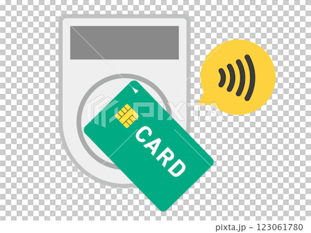 Illustration of touch payment with card Illustration of touch payment with card 123061780