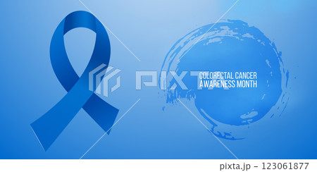 Colorectal Cancer Awareness Month concept. Banner template with blue ribbon and text. Vector illustration. Colorectal Cancer Awareness Month concept. Banner template with blue ribbon and text. Vector illustration. 123061877