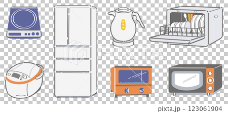 廚房用具的插圖集 123061904