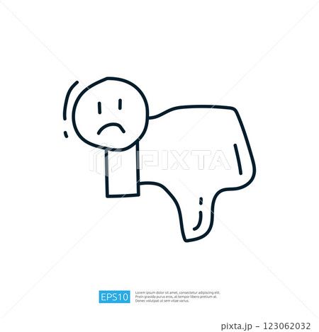 A simple line drawing of a sad sheep with a human-like face, conveying emotions through minimalistic design. 123062032