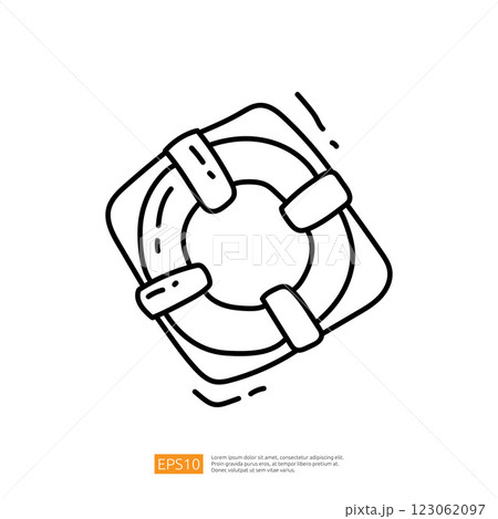 A simple line drawing of a life preserver, symbolizing safety and rescue in water. A simple line drawing of a life preserver, symbolizing safety and rescue in water. 123062097
