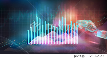 Abstract financial holographic graph combining business ideas and technologies 123062343