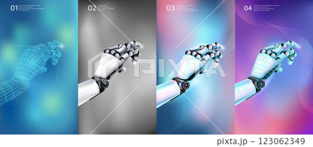 Abstract infographic with the use case of robot arms. Abstract infographic with the use case of robot arms. 123062349