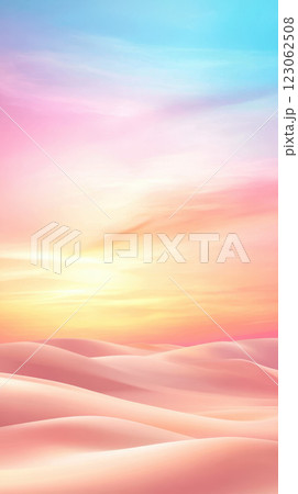 Soft pastel desert dunes under colorful sky at sunset evoke tranquility Soft pastel desert dunes under colorful sky at sunset evoke tranquility 123062508