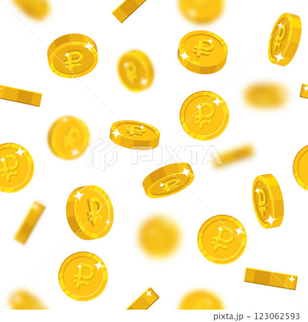 Flying gold rubles seamless pattern 123062593