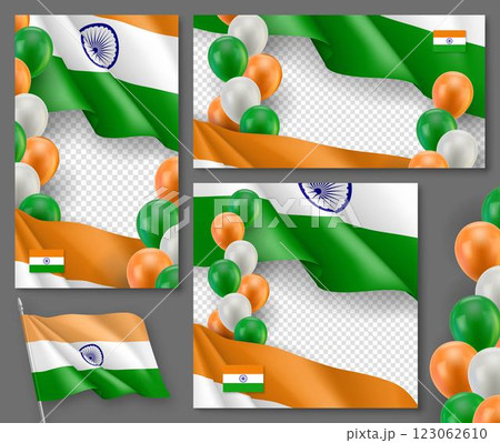 Indian patriotic festive posters set. 123062610