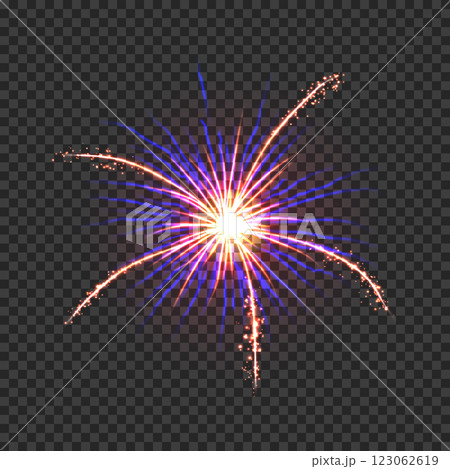 Festive fireworks with golden and blue sparks 123062619