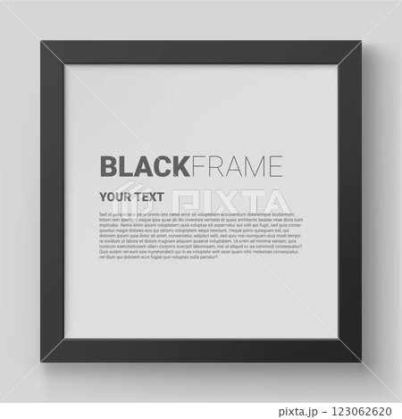 Realistic black photo frame isolated on grey wall 123062620