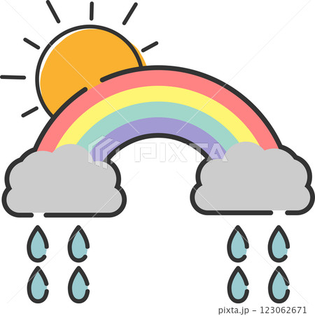 おしゃれな虹と雨と晴れマークのアイコン素材 おしゃれな虹と雨と晴れマークのアイコン素材 123062671