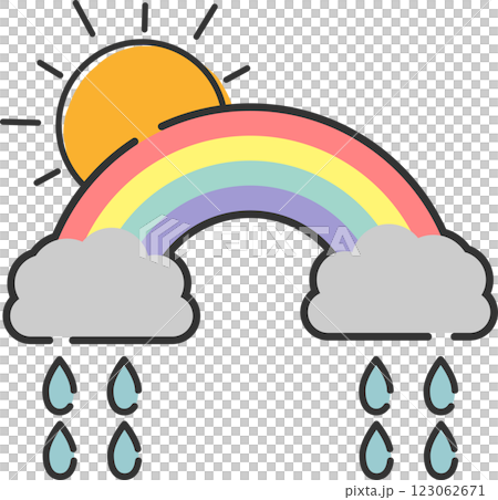 おしゃれな虹と雨と晴れマークのアイコン素材 おしゃれな虹と雨と晴れマークのアイコン素材 123062671