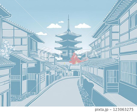 京都の街並み イラスト 京都の街並み イラスト 123063275
