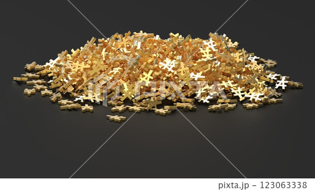金色の円¥マーク山積みレンダリングCG背景 金色の円¥マーク山積みレンダリングCG背景 123063338