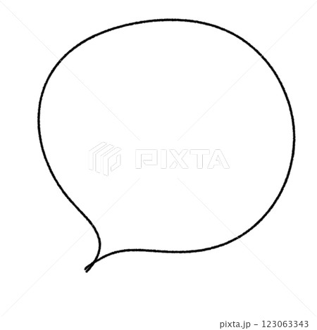 シンプルな手描きの吹き出し(PNGデータは塗り無し)(黒線画) 123063343